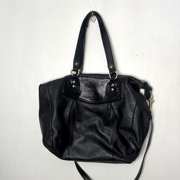 Coach Ashley Black Python Leather Satchel Purse - Picture 7 of 14